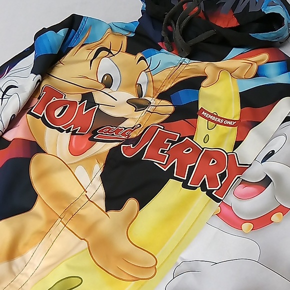 Members Only..Tom&Jerry..Hooded Zip up Jacket.Sz M..Black - Picture 2 of 9